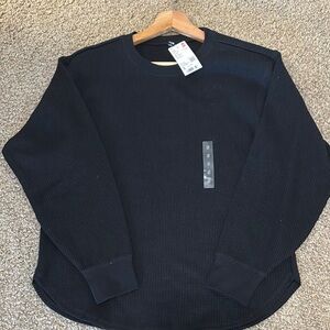 Uniqlo Black Waffle Textured Long Sleeve Top